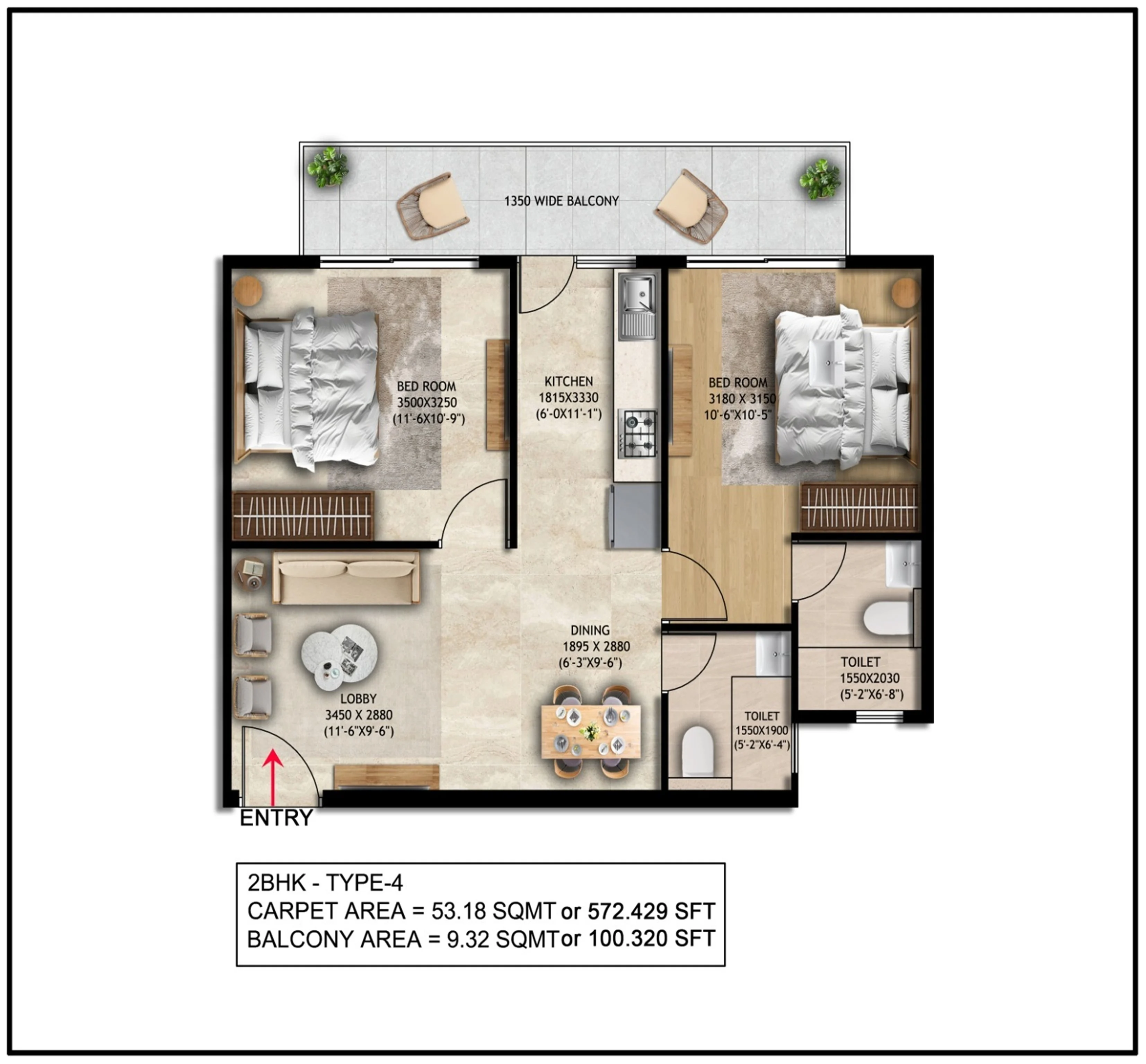 2 BHK TYPE 4